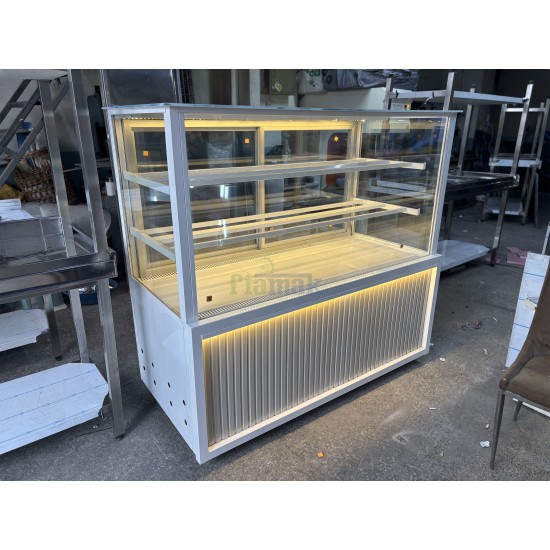 Fiamak 200 cm Dik Camlı Pasta Teşhir Dolabı Beyaz Mobilyalı
