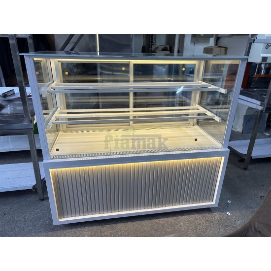 Fiamak 200 cm Dik Camlı Pasta Teşhir Dolabı Beyaz Mobilyalı