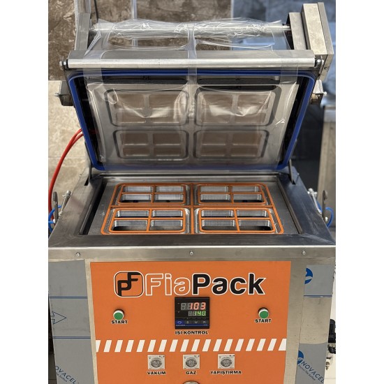 4 Bölmeli Yarı Otomatik Gazlı Yemek Paketleme Makinesi - Yüksek Kapasiteli MAP Sistemi