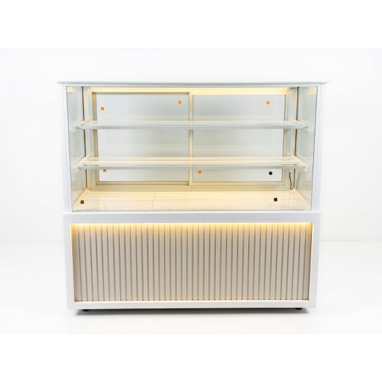 Fiamak 200 cm Dik Camlı Pasta Teşhir Dolabı Beyaz Mobilyalı