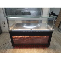 Fiamak 150 cm Tuğlalı Taş Dekorlu Börek Poğaça Tezgahı – Endüstriyel Şık Sunum Standı