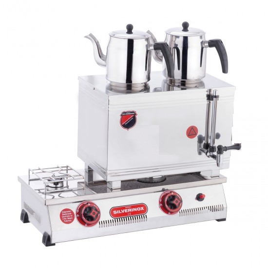 Silverinox Doğalgazlı 2 Demlikli 20 Litre Çay Kazanı ( CE Belgeli )