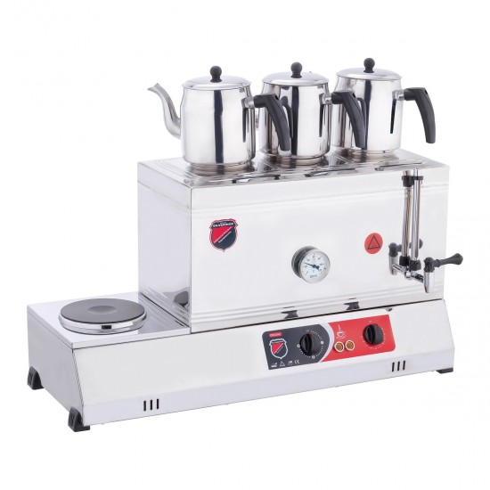 Silverinox Elektrikli 3 Demlikli 40 Litre Çay Kazanı