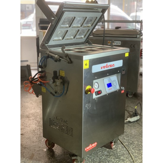 İkinci El 2 Kalıplı Gazlı Tabak Kapatma Makinesi VOLVAC 110x110 mm ve 190x144 mm