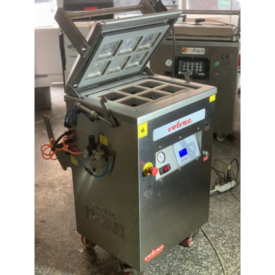 İkinci El 2 Kalıplı Gazlı Tabak Kapatma Makinesi VOLVAC 110x110 mm ve 190x144 mm