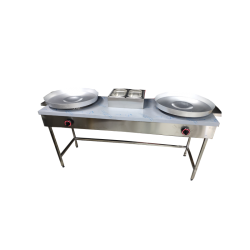 Ayaklı Paslanmaz Çift'li Et, Tavuk Tantuni Tezgahı 160x50 cm  Tüp'lü,Doğalgaz'lı