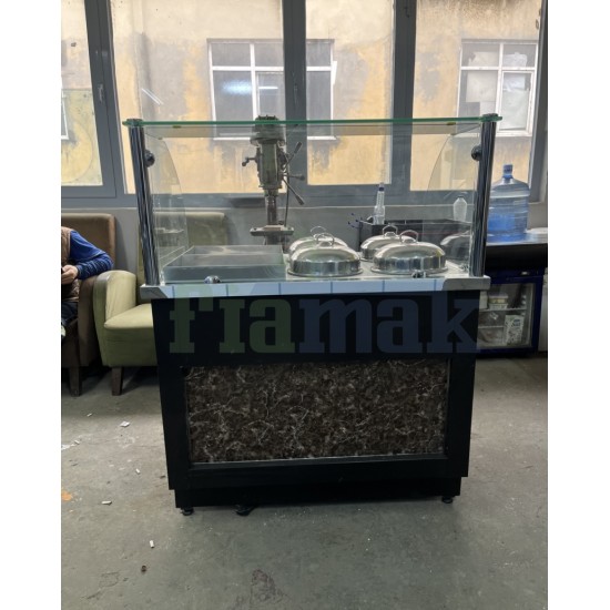 4+2 Yemek Tezgahı Benmari Ahşap Dekorlu - Tezgah