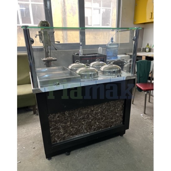 4+2 Yemek Tezgahı Benmari Ahşap Dekorlu - Tezgah