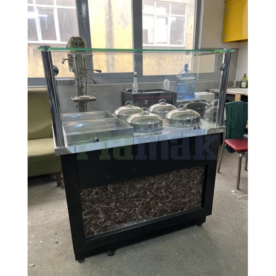 4+2 Yemek Tezgahı Benmari Ahşap Dekorlu - Tezgah