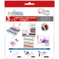 Seyahat Poşeti - Vakumlu Hurç Torbası - Pratik,Yer Kaplamaz - 3'lü Set