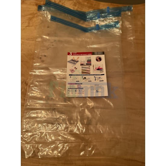 Seyahat Poşeti - Vakumlu Hurç Torbası - Pratik,Yer Kaplamaz - 3'lü Set