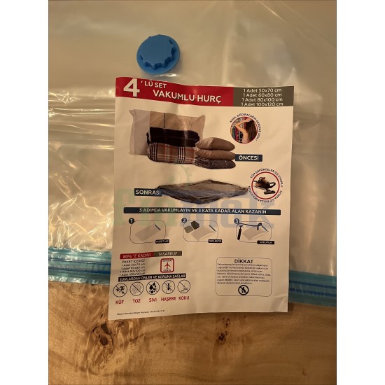 Vakumlu Hurç Torbası - Pratik,Yer Kaplamaz - 4'lü Set