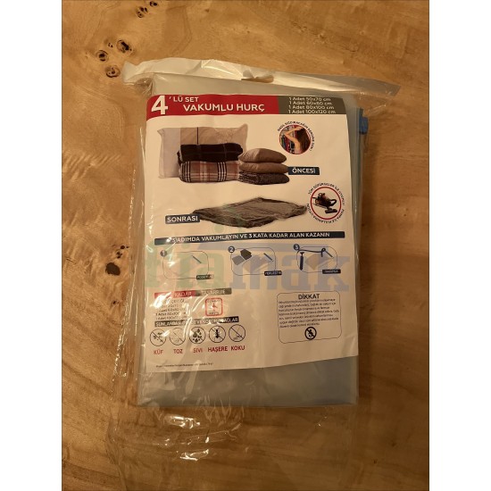 Vakumlu Hurç Torbası - Pratik,Yer Kaplamaz - 4'lü Set