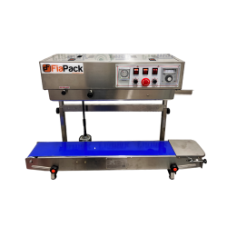 Paslanmaz Dikey Mürekkep Tarih Kodlamalı Yürüyen Bantlı Poşet Yapıştırma Makinesi