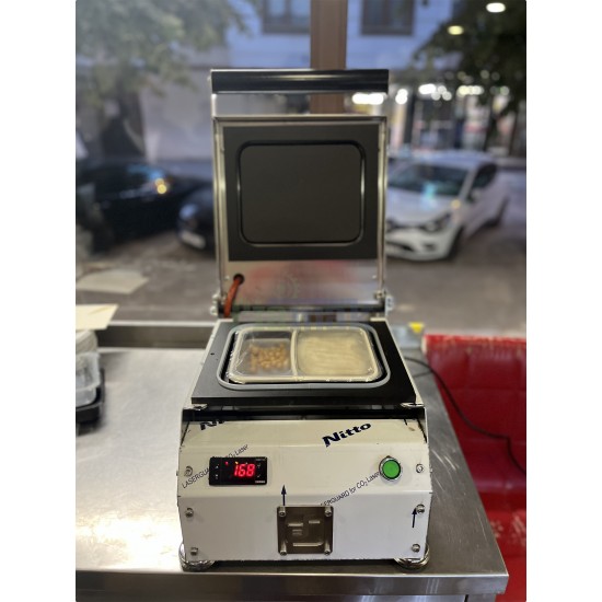 Paslanmaz Kase Tabak Kapatma Makinesi 2 Bölmeli Yemek Paketleme GMF-2