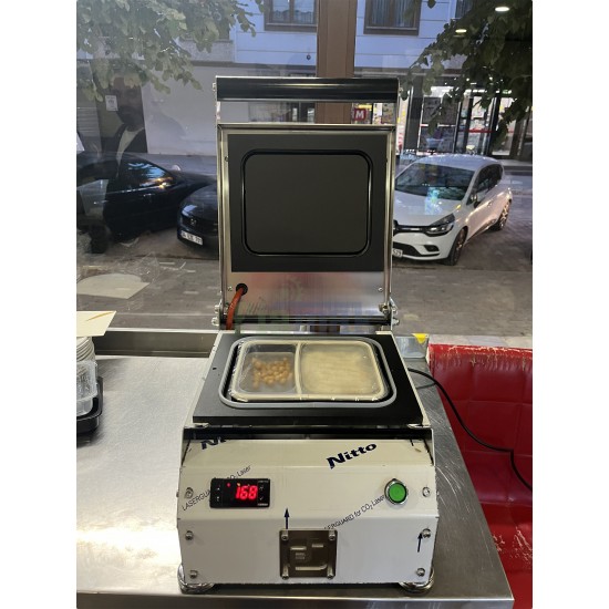 Paslanmaz Kase Tabak Kapatma Makinesi 2 Bölmeli Yemek Paketleme GMF-2