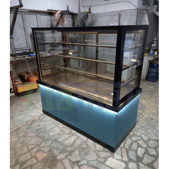 100 cm Mavi Mobilyalı Lüks Pasta Teşhir Dolabı (Dinamik Soğutma ve LED)