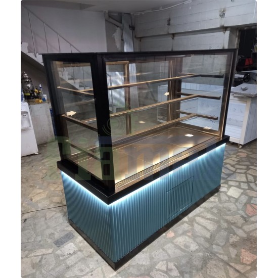 100 cm Mavi Mobilyalı Lüks Pasta Teşhir Dolabı (Dinamik Soğutma ve LED)
