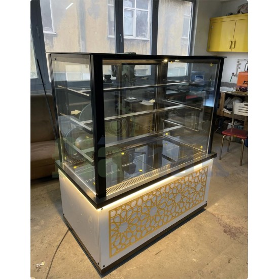 Fiamak Beyaz İşlemeli Mobilya Görünümlü Pasta Dolabı 100 CM