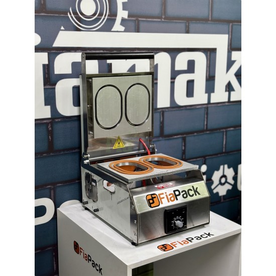 FiaPack Çift Gözlü Oval Tabak Kapatma Makinesi (117x177 mm)