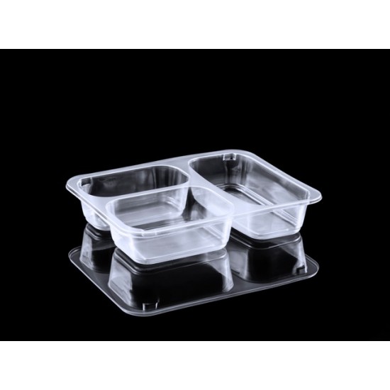 Üst Folyo Yapıştırmalı Tabak Kapatma Makinesine Uygun Kap FT-370-H37 3 Bölmeli (17.8 x 22.7 x 3.7H cm)