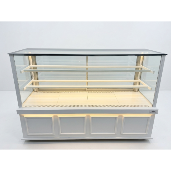 Fiamak 200 cm Beyaz Sade İşlemeli Pasta Teşhir Dolabı - Modern Vitrin Buzdolabı
